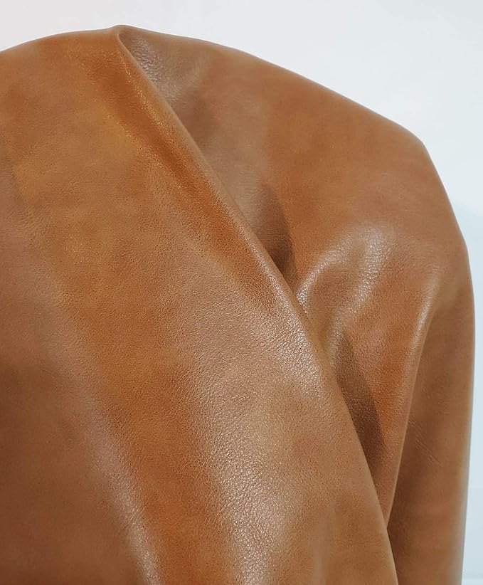 Cognac Tan Soft Faux Vegan PU {Peta Approved Vegan} Leather by The Yard Synthetic Pleather 0.9 mm Nappa Yards (360 inch Wide x 54 inch) Soft Smooth Upholstery (Cognac Tan, 10 Yards (360"x54")) - Image 5
