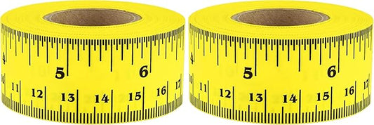 ChromaLabel 1 Inch Adhesive Measuring Tape, Removable Adhesive Measuring Tape, Perfect for Home or Office Use - 12 Inch, Yellow (Pack of 2)