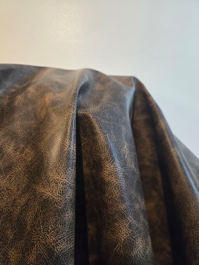 Brown Vintage Distressed Antiqued Faux Leather Fabric PU Peta Approved Vegan Leather by the Yard Synthetic Pleather 0.9 mm Nappa 1 Yard 36 x 54 inch Upholstery Fabric Sheet (Brown Vintage, 36"x54") - Image 11