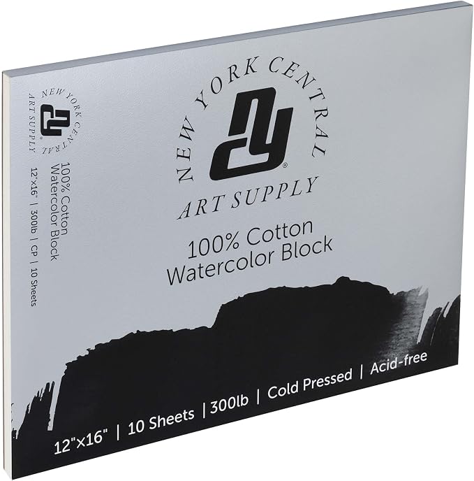 New York Central Watercolor Block, 300lb/640gsm Cold Press, 12"x16" 2 Pack, 20 Sheets Total - Archival Watercolor Paper for Artists, Gelatin Sized, Durable Water Color Paper, Wet and Dry Media - Image 2