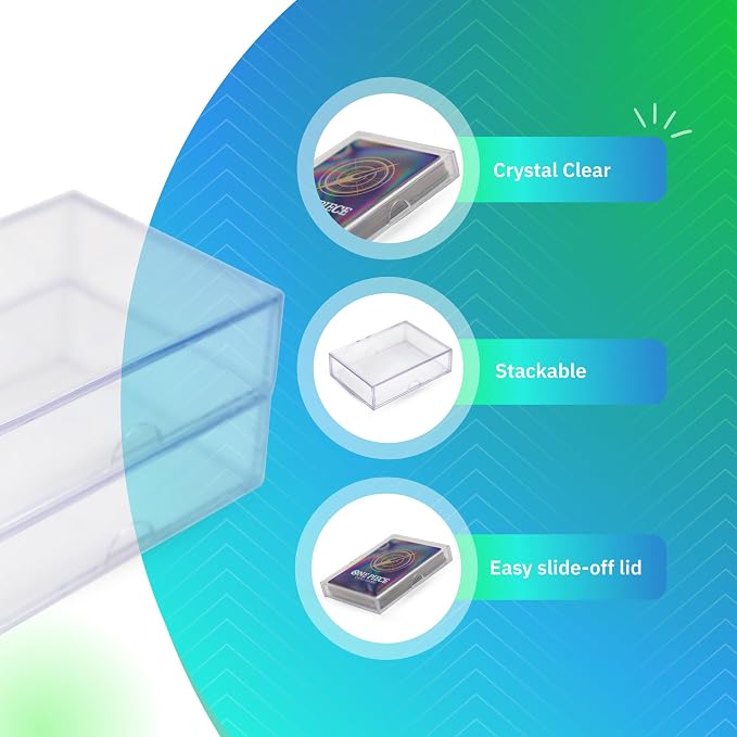 10-Pack Clear Acrylic Card Storage Boxes with Lids – Holds 52 Playing Cards or 50 Standard Trading Cards Each, Stackable Organizer for Sports & TCG Cards (Unsleeved) - Image 4