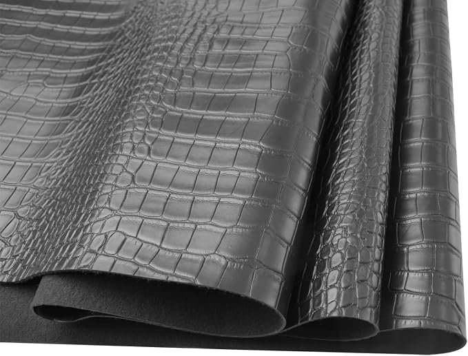 Wento Alligator Skin PU Leather Fabric Faux Leather Fabric Black Crocodile Fabric Leather Upholstery Fabric By the Yard (1yard,Black) - Image 4