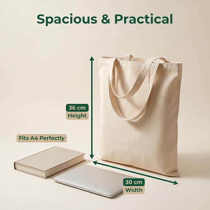 12oz Blank Canvas Tote Bags 14"x12" Canvas Bag 2/6/12/24/48 Pack DIY Sublimation Machine Washable - Image 8