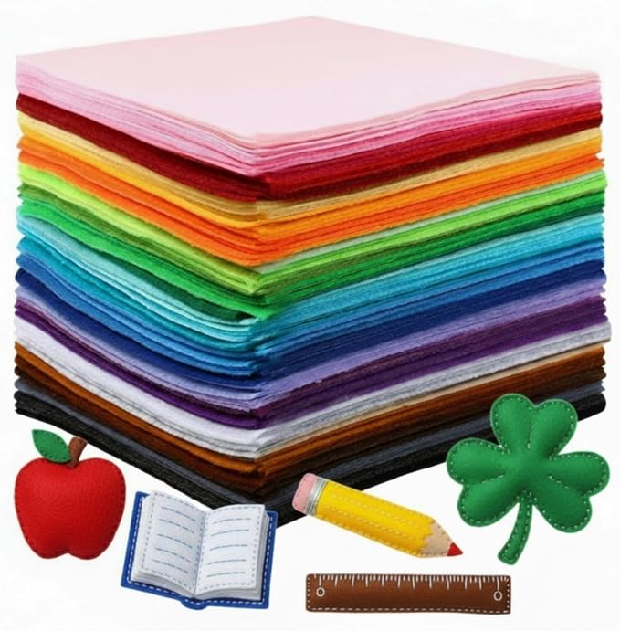 Reginary 120 Pcs 12 x 8 Inch Felt Sheets Bulk for Craft 40 Assorted Color | Felt Fabric Squares Stiff Paper, Back to School Fall Festival Holiday DIY Craft Sewing Patchwork, Felt Book Supplies by Reginary