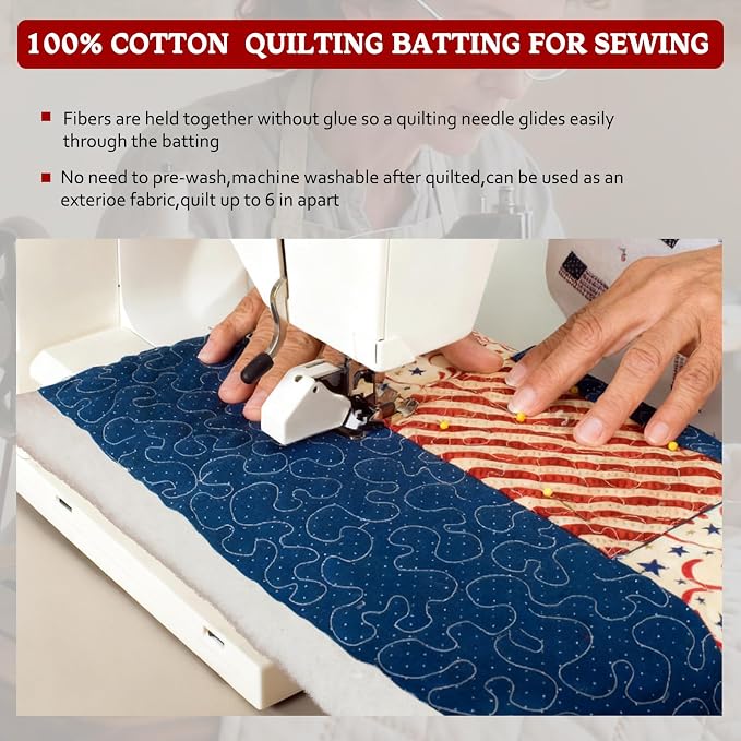 RRKTP Cotton Batting for Quilting，200 g/m² Lightweight Quilt Batting Crib Size，Natural All Season Comfort Cotton Stuffing, Sewing Handmade & DIY Crafts 50"×60" - Image 6
