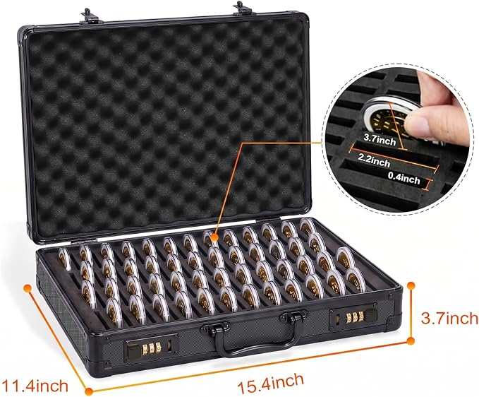 LOCKCURX Aluminum Coin Case with Lock, 100 Slot Coin Collection Case(Black) | Coin Storage Box Reinforced Corners & Water-Resistant Shell, Coin Organizer, (Case Only, Coins & Capsules Not Included) - Image 3