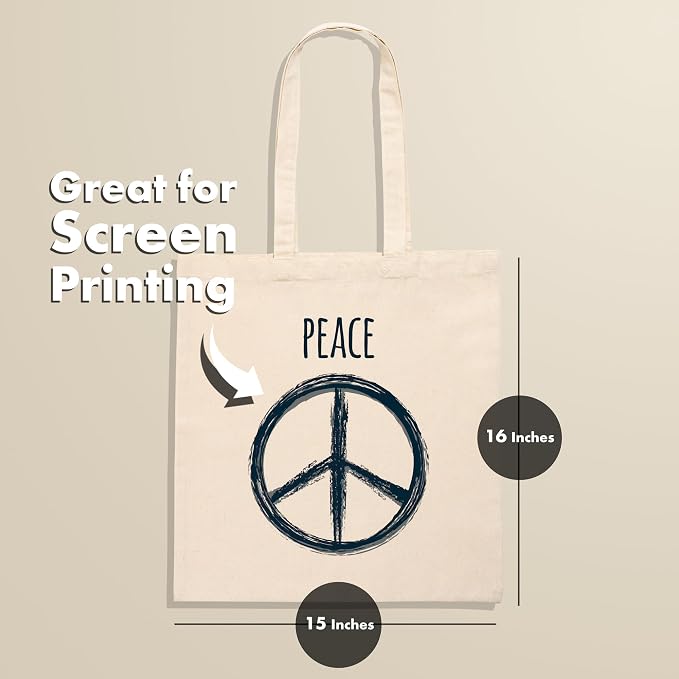 Carrywell Canvas Tote Bags, 15"x16", Bulk Totes For Screen Print, Blank Cotton Cloth Reusable Shopping Bags - Image 4