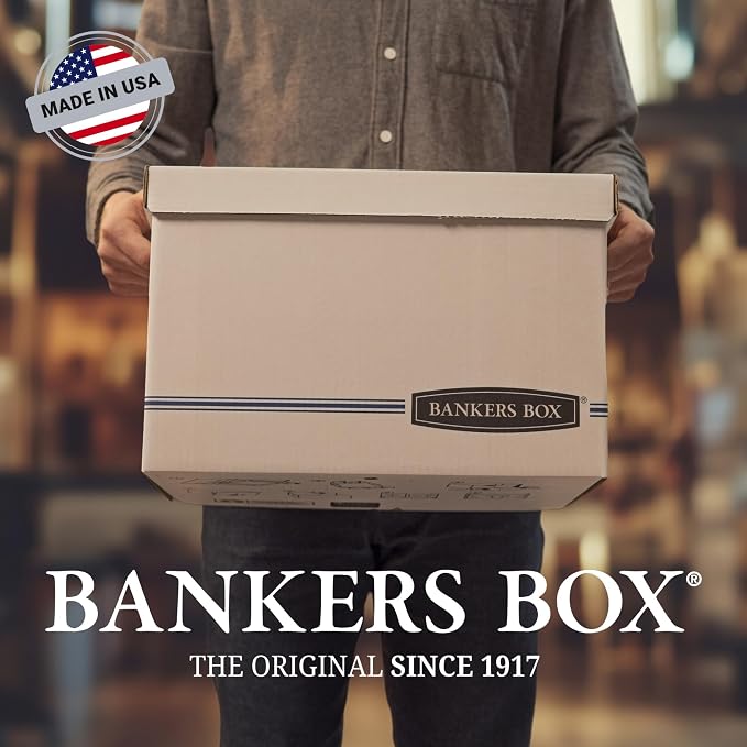 Bankers Box 12-Pack Medium-Duty File Storage Boxes, 24in Letter, FastFold | Speed through filing with FastFold setup, sturdy stacking, reinforced handles, and dependable document protection. - Image 9