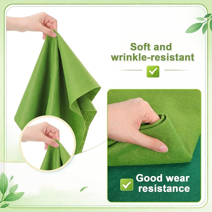 WILLBOND 12 Pcs 37 x 20 Inch Large Felt Fabric Sheets by The Yard 1.2 mm Soft Craft Felt Sheet 12 Assorted Color for DIY Summer Decor Graduation Gift Sewing Patchwork(Green Series) - Image 4