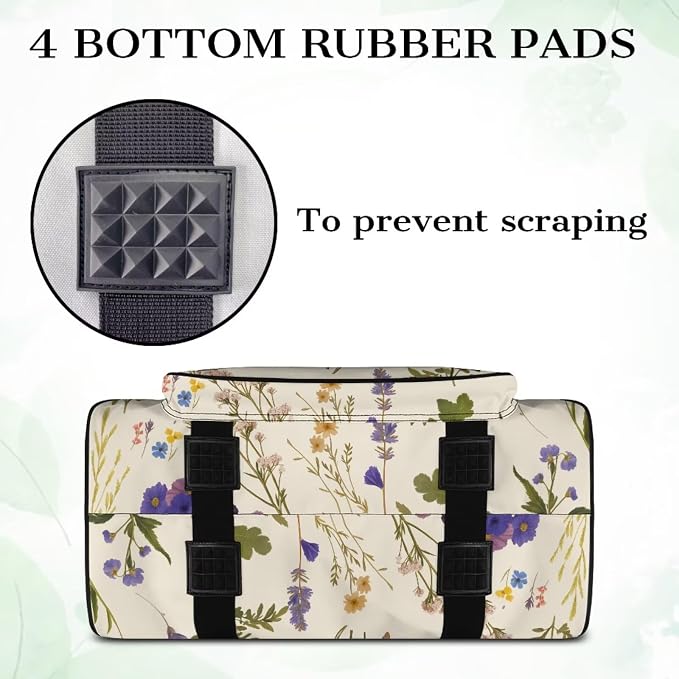 Floral Sewing Machine Carrying Cases Beige Carrying Travel Storage with Storage Pocket Sewing Machine Accessory Organizer Lightweight Sewing Machine Tote Pattern - Image 8