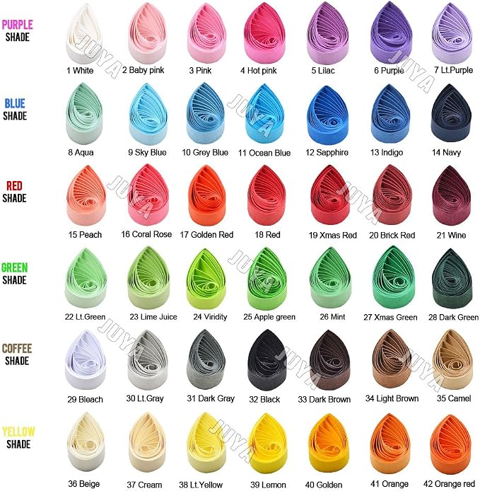 JUYA Solid Color Quilling Strips Set 42 Colors 4200 Strips 2mm/0.08in | 100 Strips Each; Balanced Color Selection; 39cm (15.35in) Long; Approx. 120 GSM; Cards and Framed Art - Image 6