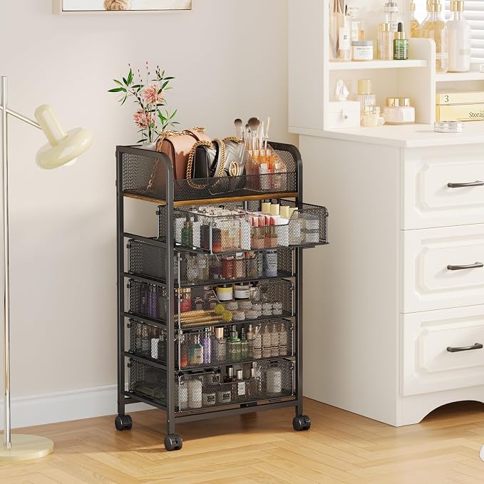 Yociyoga 6-Tier Craft Cart with Wheels-Rolling Storage Cart with Drawers,Rolling Utility Cart with DIY Divider,Art Supply Organizer Cart,Rolling Cart with Drawers,Craft Organizers and Storage,Black - Image 7