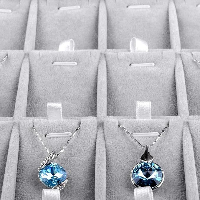 Velvet Jewelry Display Tray 32-grids Necklace Organizer Tray Pendant Necklace Jewelry Earrings Storage Display Tray - Image 5