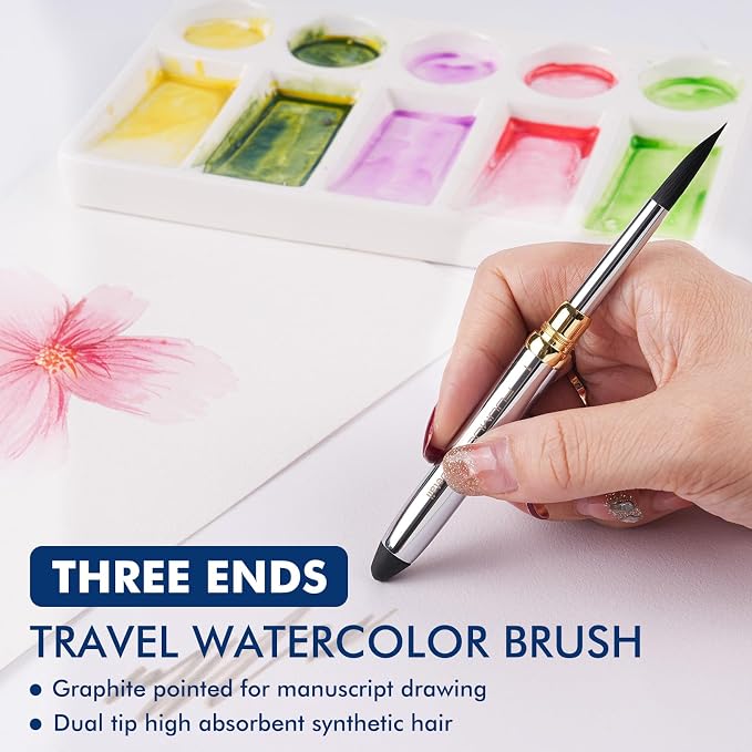 Fuumuui Mini Watercolor Travel Set, 12-Color Watercolor Paints Kit & 100% Cotton Cold Press 300gsm with Dual-Tip Brush – Plein Air Painting Supplies for Artists, Beginners, Journaling - Image 3