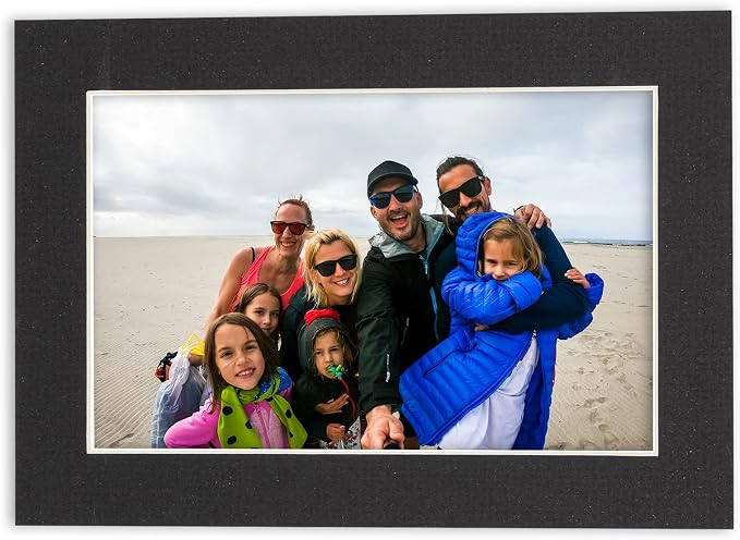 5x7 Mat for 8.5x11 Frame - Precut Mat Board Acid-Free Show Kit with Backing Board, and Clear Bags Textured Black 5x7 Photo Matte For a 8.5x11 Picture Frame Matboard for Framing, Pack of 100 Mats - Image 6