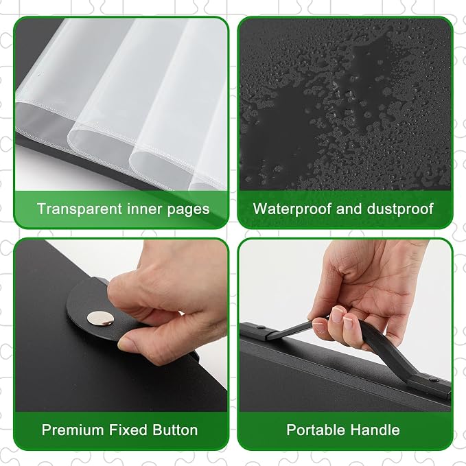 Feifeiya 30 Pocket Puzzle Storage Folder Book for 500-1000 Pcs Jigsaw Puzzles, 28 x 20.5 Inch Portable Puzzle Binder Album with Clear Protective Sleeves, Dustproof Book for Finished Puzzles - Image 3