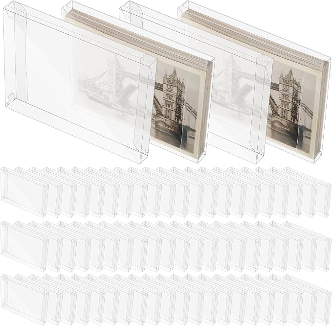 Blulu 200 Packs Clear Plastic Greeting Card Box | Transparent Crystal Photo Gift Storage Cases, Soft Fold Design, for Protects Letters Envelope Packaging by Blulu