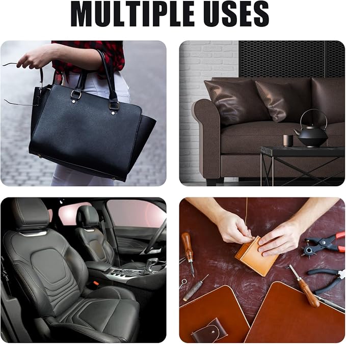 Faux Leather Fabric,54"x72" Thick Durable Synthetic Upholstery Leather Vinyl, Soft Smooth Waterproof, Durable,Replacement Renovate for Wallets, DIY Projects, Furniture, Car Seat 2 Yards-Black - Image 8