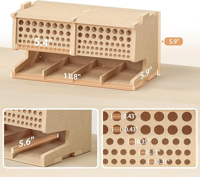 Wooden Model Kit Tool Storage Rack with 100 Holes, Brush/Paint Organizer with MDF Material, Craft Supplies Storage, Brush/Tool Holder, Suitable for Tamiya/Gundam Tools, GK6 - Image 3