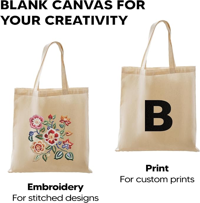 1 | 3 | 6 | 12 | 240 Pack 100% Cotton Tote Bags Bulk – Lightweight Promotional Totes for Events, Gifts, Craft - Image 6