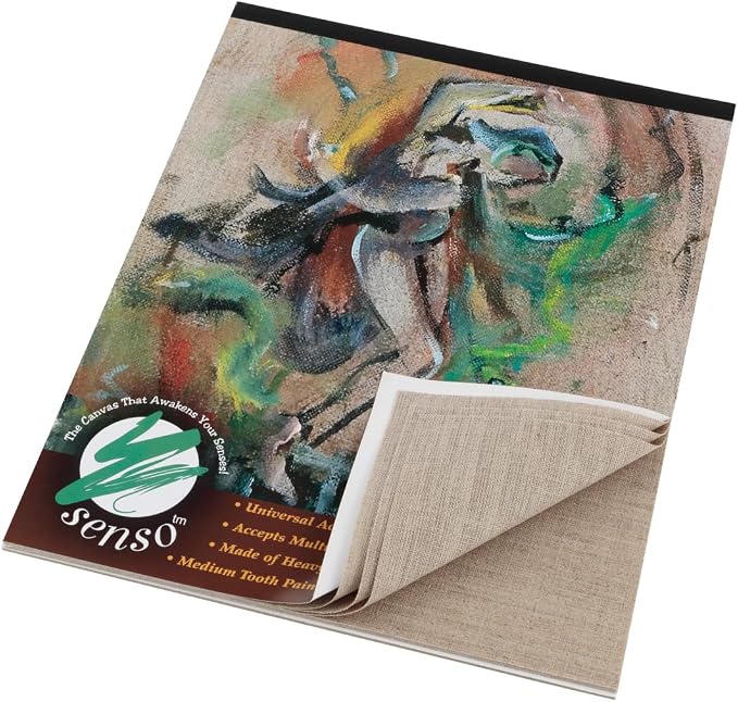 Senso Clear Primed Linen Canvas Pads - 16x20, 2 Pack (20 Total Sheets) - Clear Primed Heavyweight Linen Sheets Travel-Friendly Canvas Paper for Acrylic Oil Painting Mixed Media Sketching Drawing - Image 2