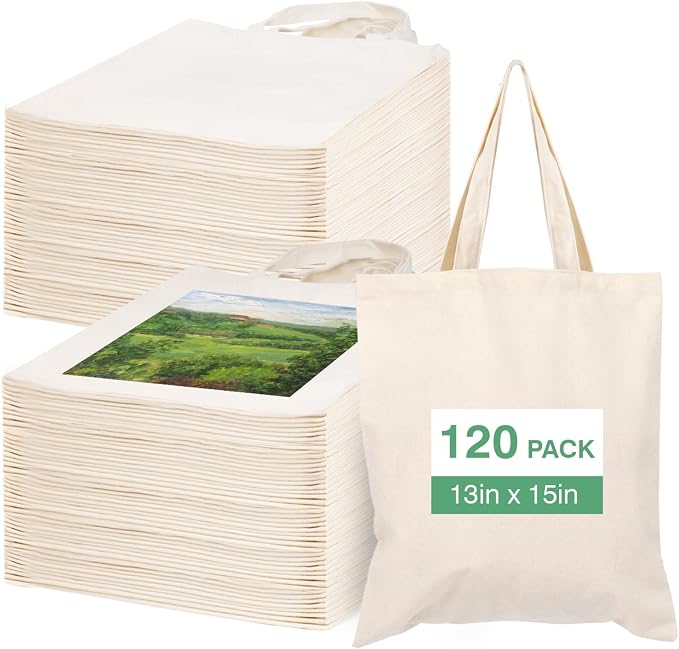 Lzerking 36/50/120 Pack Canvas Tote Bag Bulk for Business or Group by Lzerking