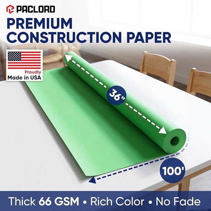 Green Construction Paper Roll 36" x 100 ft – Made in USA – 36" Bulletin Board Paper for Classroom & School, Teachers & Kids - Image 2