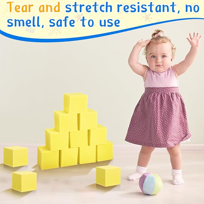 Treela Foam Pit Blocks 4 x 4 x 4 Inch Foam Cubes Soft Stacking Blocks Protective Padding Sponge Pit for Gymnastics Trampoline Arenas Rock Climbing Parkour Indoor Amusement Park - Image 5