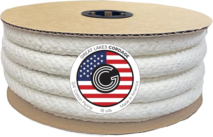 3/4" Cotton Piping Cord, Size 6.5 (18 yds) by GreatLakesCordage