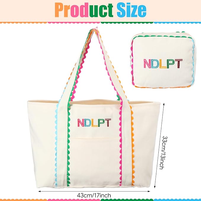 Locmeo Needlepoint Canvas Tote Bag Set Needlepoint Project Bag Embroidered Sewing Craft Storage Organizer with Zipper and Handle for Quilting Cross Stitch Storage Pouch - Image 2