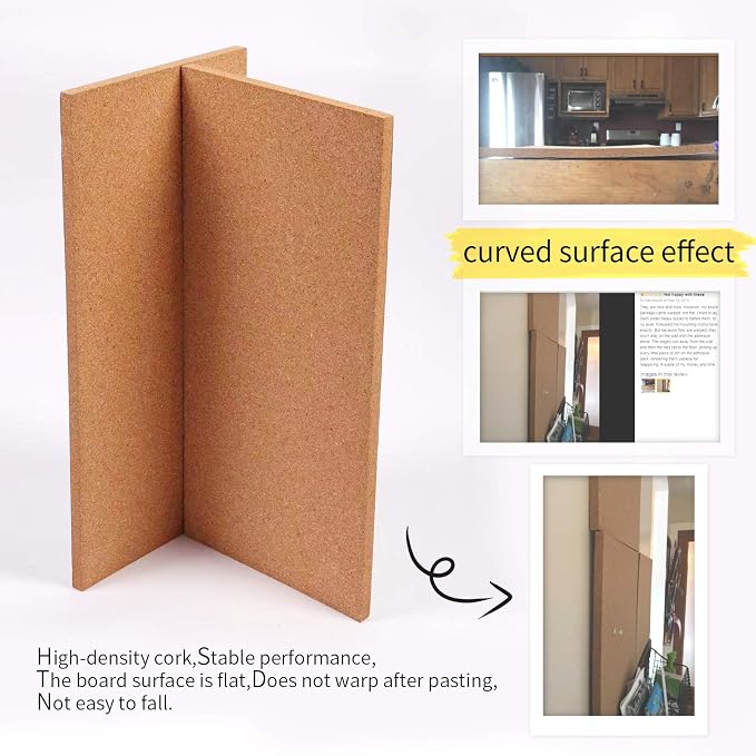 Cork Bulletin Board 17"x8" - 1/2" Thick Cork Board Tiles Frameless Cork Tiles, Self-Adhesive Corkboards Wall Decor with a Box Bonus Pushpins (6pack) for Office, School and Home - Image 4