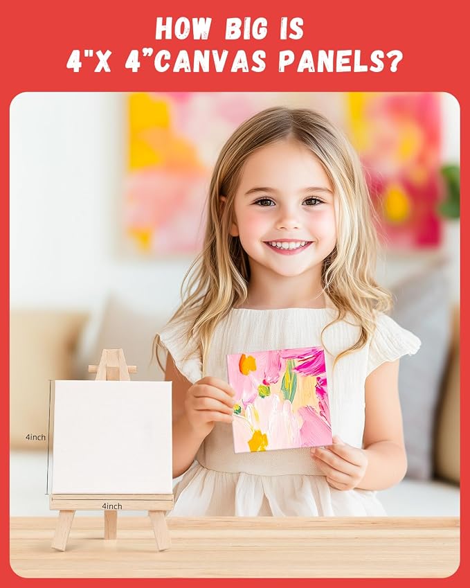 72 Pcs 4x4inch Mini Canvas Boards for Painting, Square Art Panels | 100% Cotton Primed Acid Free Blank for Oil,Watercolor,Acrylic Paint, Collage Art Projects - Image 3
