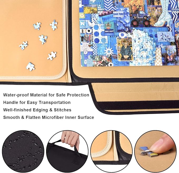 1500 Pieces Jigsaw Puzzle Board, Portable Puzzle Board, 25"×35.43" Jigsaw Puzzle Table Board, Puzzle Keeper Puzzle Caddy with Sorting Trays & Detachable Board,Non-Slip Surface - Image 4