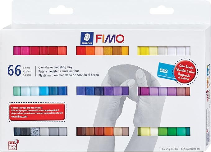 STAEDTLER FIMO Soft Polymer Clay - Oven Bake Clay for Jewelry, Sculpting, Crafting, 66 Pieces, Assorted Colors, 8023 C66-1 by Staedtler