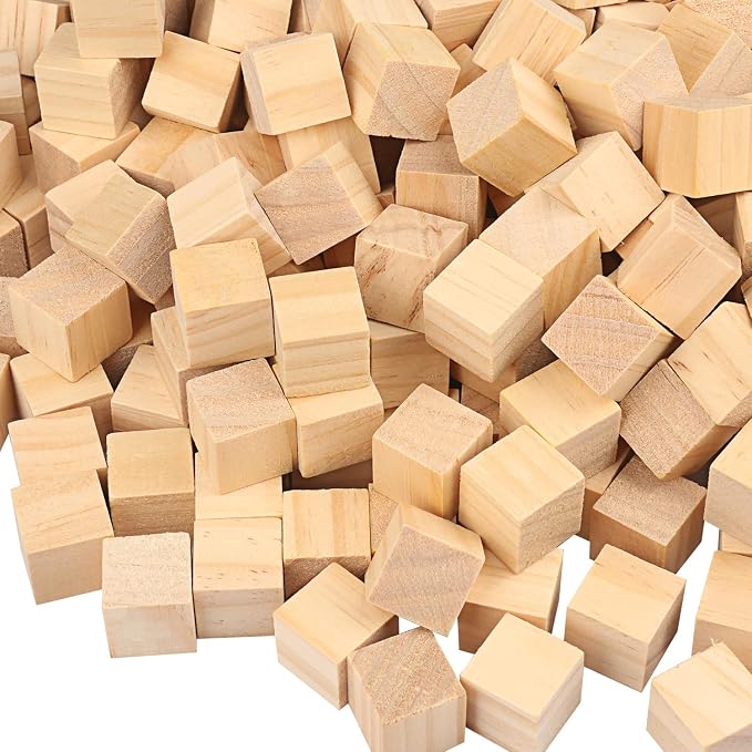 500 Packs Wooden Blocks for Crafts, 0.8 Inch Pine Wood Cubes, 2 x 2 x 2 cm Wooden Cubes for Paint, Stamp, Decorate, DIY Projects and Personalized Gifts,by GNIEMCKIN - Image 3