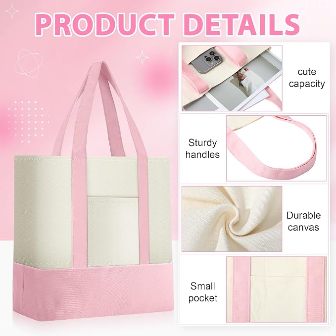 Sanwuta 6 Pcs Mini Canvas Tote Bags Bulk with Pocket Small Sublimation Blank Canvas Tote Reusable Grocery Bag for Women, DIY Craft (Pastel) - Image 3