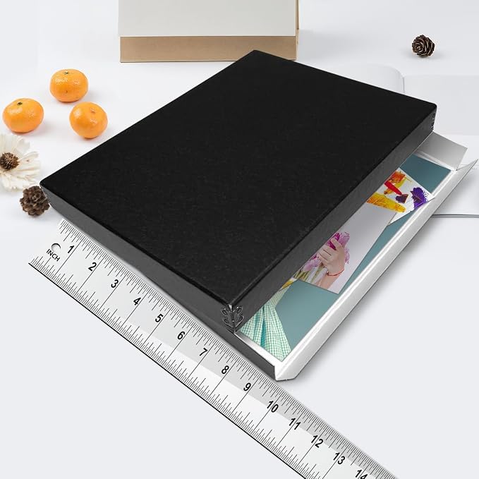 Lineco Museum Archival Storage Box, Drop Front, 9.75x12.75x1.5 in, Black | Acid-Free with Metal Edge, Preserves Picture Longevity, Organize Photos, Newspapers, Prints, Documents, Crafts, DIY - Image 4