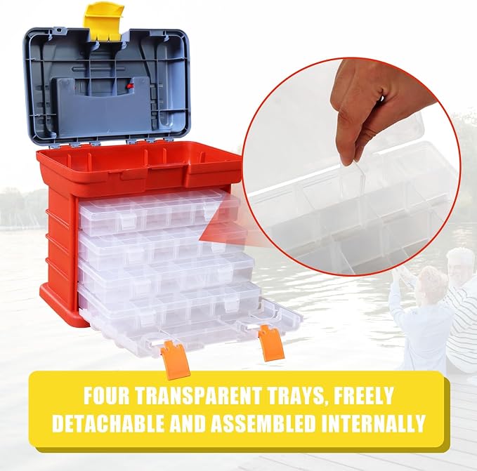 Torin Portable Tool Box, Small Parts Organizer with Drawers, tackle box | Customizable Compartments for Hardware, Fishing Tackle, Beads, or Crafts - Image 5