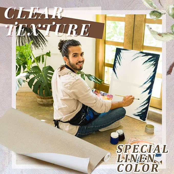 Kinlop 36 Inch x 20 Feet Double Primed Cotton Canvas Large Linen Beige Canvas Roll for Oil and Acrylic Painting - Image 4