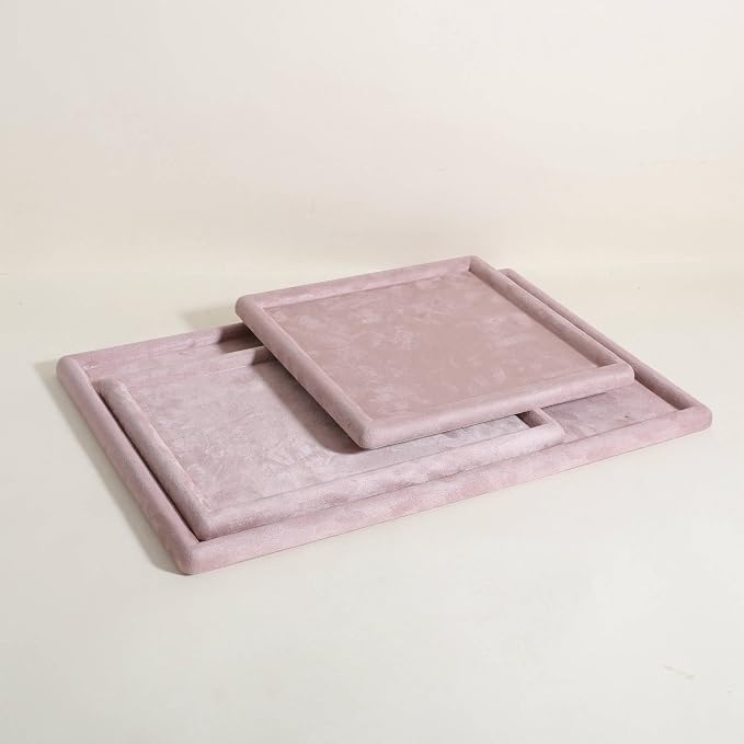 Rectangle Jewelry storage organizer plate, Velvet Jewerly display tray, Empty showcase tray for Necklace Bracelet Ring Earring【Pink-Medium, 11.8 x 8.7 in 】 - Image 8