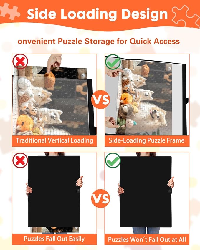 Puzzle Storage Folder Keeper, 1000-Piece Portable&Large Jigsaw Puzzle Organizer with 20 HD Pockets, Space-Saving Storage Puzzles Folder (Black) - Image 2