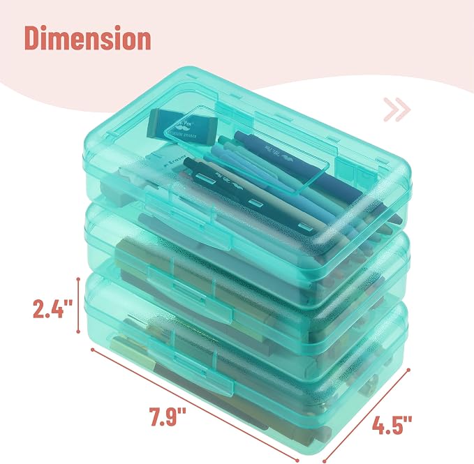 Mr. Pen- Plastic Pencil Case Box, 6 Pack | Large Crayon Marker Pen Organizer Bulk, Plastic Bead Organizing Container with Snap-Tight Lids, Clear Craft Storage Boxes - Image 3