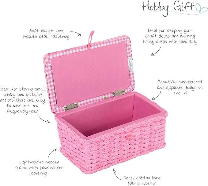 Hobby Gift Wicker Sewing Box Linen Lid Embroidery Wooden Bead Closure Compact Craft Storage Basket Organizer for Threads Needles Supplies Home Decor - Image 3