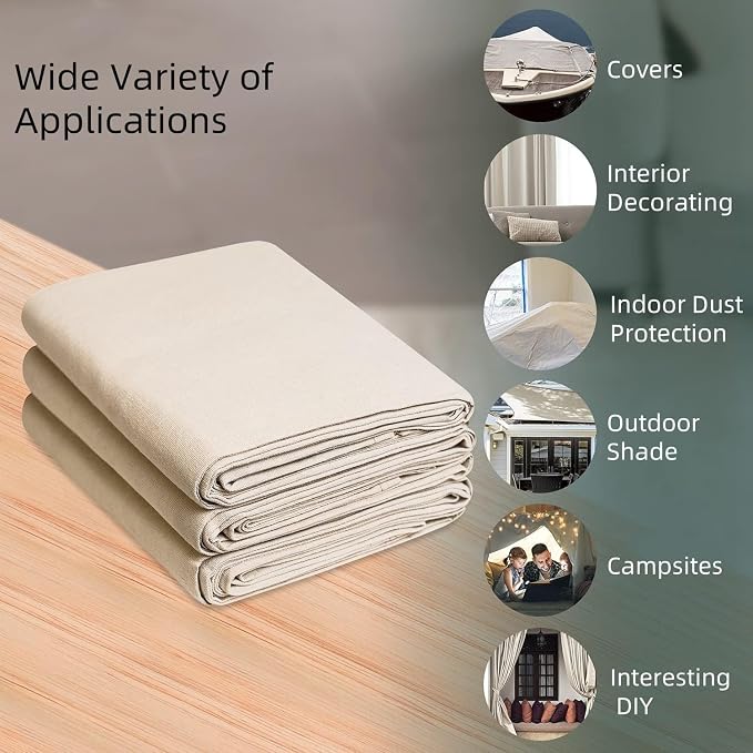 Canvas Fabric, Premium 10oz Natural Cotton Duck Canvas Fabric 62'' Wide for Arts & Crafts, Backings, Covers,2Yd (60 x 72 inchs) - Image 3