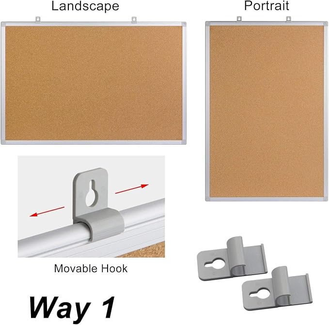 2-Pack Cork Board Bulletin Board 24 x 18, Silver Aluminium Framed Corkboard, Office Board for Wall Cork, Large Wall Mounted Notice Pin Board for Home, Office and School - Image 6