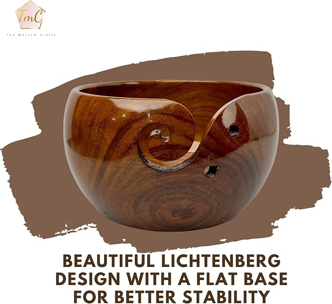 Personalized Rosewood Yarn Bowl – Wooden Knitting & Crochet Organizer for Tangle-Free Yarn | Handcrafted Storage Holder & Dispenser | Custom Engraved Gift for Crafters & Lovers - Image 9