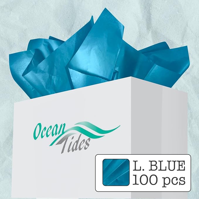 Tissue Paper for Gift Bags - 100 Sheets 14x20in Wrapping Paper, Light Blue | Premium Gift Wrap Tissue Paper for DIY Crafts - Birthday Party, Wedding, Holidays, Flower Decorations & Custom Art Projects - Image 2