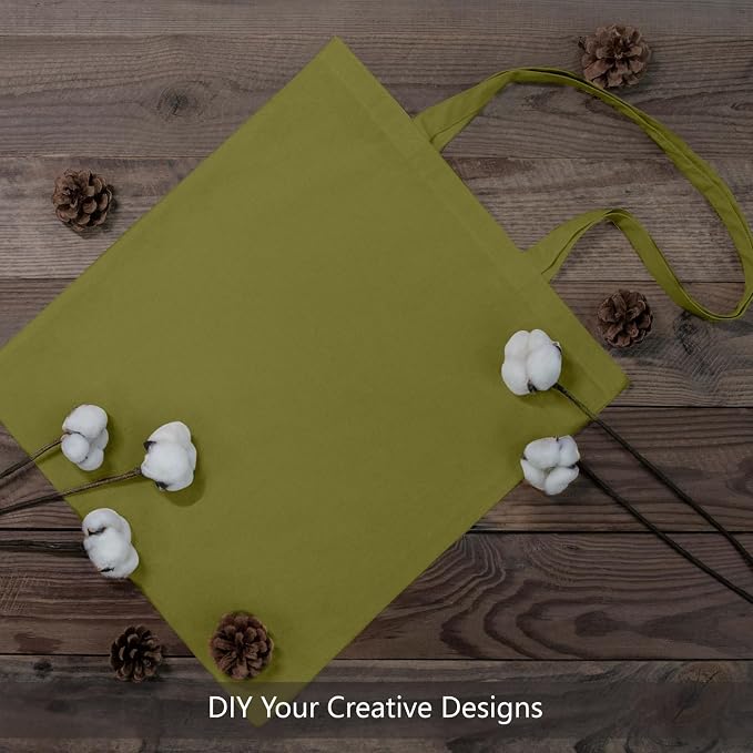 TOPDesign 6-Pack Economical 16"x15" Olive Green Cotton Tote Bags, Lightweight Medium Reusable Grocery Shopping Cloth Bags, Suitable for DIY, Advertising, Promotion, Gift, Activity - Image 2