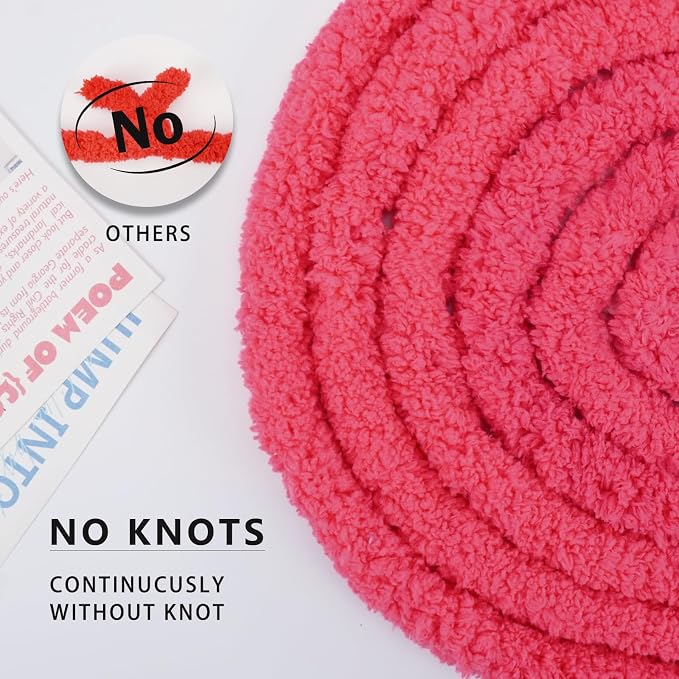 Chunky Yarn for Hand Knitting, Chunky Chenille Blanket Yarn for Crocheting, Bulky Soft Fluffy Chenille for Blanket Project, 8 Pack of 8oz/25yds, Hot Pink - Image 2
