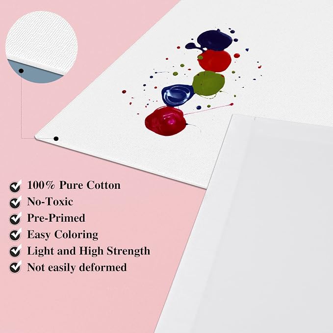 ESRICH 8x10 Canvas for Painting, 80 Pack Blank Painting Canvas, Primed Cotton Canvas Boards for Painting for Oil Paint, Watercolor, Acrylic Paint, Gouache and Tempera. - Image 3